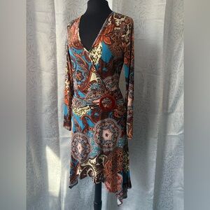 VENUS Multicolor Paisley Long Sleeve Dress